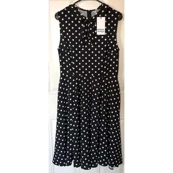 Unique Vintage | Dresses | Unique Vintage Nwt Large Black And White Polka  Dot Aline Midi Dress | Poshmark